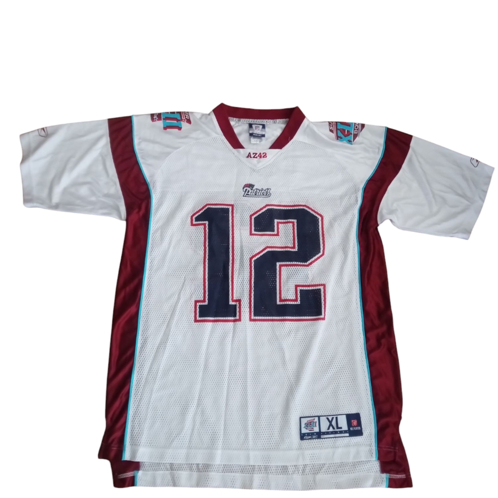 NFL AUTHENTIC White and Red Jersey Classic Brady 12 New England Patriots Design